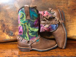 Size 40 Blunt-toe Cowgirl Bling Pink Flowers on Green